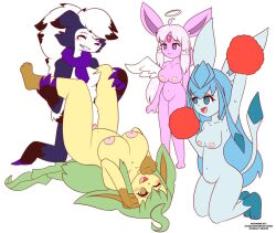  blush bottomless breasts espeon femsub glaceon leafeon lycanroc_(midnight) maledom missionary multiple_girls multiple_subs nude pokemon sex spiral_eyes starlight_studios starlightnexus-chan symbol_in_eyes topless vaginal wings 