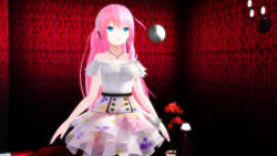 3d biliocho breasts dazed earrings empty_eyes expressionless female_only jewelry large_breasts long_hair luka_megurine open_mouth pendulum pink_hair pocket_watch vocaloid