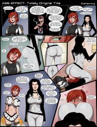  absurdres ass ass_worship black_hair breasts cheerleader cleavage comic commander_shepard dialogue femdom femsub green_eyes happy_trance humor hypnotic_ass illusive_man large_ass mass_effect miranda_lawson polmanning red_hair ring_eyes sitting_on_face spiral_eyes symbol_in_eyes text 
