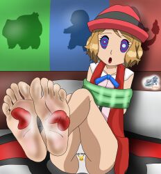  feet femsub foot_focus foot_licking jetga nintendo panties pokemon serena spiral_eyes 