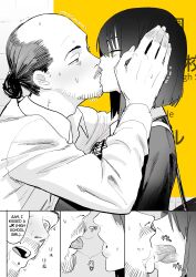 altered_perception beard clothed comic drool femsub hand_on_another's_cheek hand_on_head hard_translated kissing malesub multiple_subs mustache parody preview right_to_left ring_eyes short_hair single_hair_bun sub_on_sub symbol_in_eyes the_exit_8 translated velzhe yellow_eyes