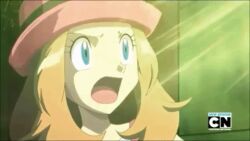  animated animated_gif blonde_hair clothed empty_eyes femsub hat nintendo open_mouth pokemon pokemon_(anime) pokemon_x_and_y screencast serena short_hair 