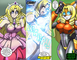  absurdres before_and_after blonde_hair blue_eyes breasts cleavage crown enemy_conversion female_only femsub furry glowing glowing_eyes jewelry long_hair original princess princess_caelia_(kachopper9) robot robotization sonic_the_hedgehog_(series) tech_control text transformation zorro-zero 