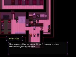 animated body_control brown_eyes brown_hair china_dress femsub gloves leggings long_hair maledom pasties short_hair silver_hair sound twintails vampire video video_game