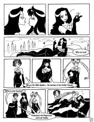 alternate_costume artist_request black_hair bondage breasts bug_girl comic corruption drool female_only femdom femsub gloves greyscale harem heart high_heels hypnotic_accessory kissing large_breasts long_hair lying monochrome opera_gloves sailor_mars sailor_mercury sailor_moon sailor_moon_(series) short_hair source_request spider spider_girl spiderweb text twintails yuri