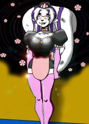 absurdres breasts collar crazycowproductions female_only femsub furry glowing glowing_eyes happy_trance large_breasts long_hair luka_mason maid skunk_girl smile