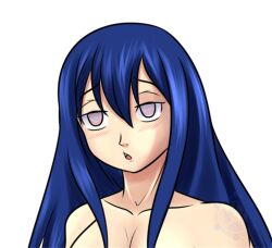 blue_hair blush bottomless fairy_tail female_only femsub katsiika nude open_mouth spiral_eyes symbol_in_eyes topless wendy_marvell