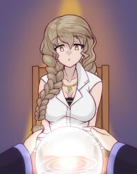  braid brown_eyes brown_hair cecile_neues clothed crystal_ball femsub hypnovember large_breasts long_hair pov_dom the_legend_of_heroes thekinkyfinn trails_from_zero 