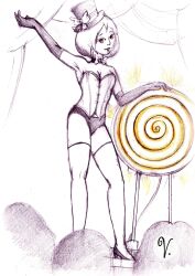 absurdres breasts female_only femdom justsketchingviolets large_breasts looking_at_viewer original short_hair sketch spiral stage stage_hypnosis traditional