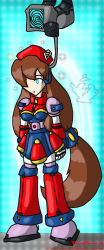 blue_eyes brain_injection breasts brokenteapot brown_hair capcom empty_eyes expressionless female_only femsub iris_(megaman_x) large_breasts long_hair megaman_(series) megaman_x_(series) solo tech_control