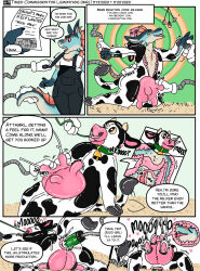 anal bell_collar collar comic cow_print cowbell furry happy_trance heart heart_eyes hucow lactation leash living_costume lustylamb milking milking_machine nose_ring pendulum sex symbol_in_eyes text transformation udders
