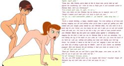  all_fours betty_director bottomless breasts brown_hair caption disney drool empty_eyes erect_nipples female_only femdom femsub gagala hanging_breasts kim_possible kim_possible_(series) long_hair manip nude pet_play red_hair short_hair text tongue tongue_out topless western yuri 