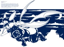  breasts caption crobat drugs english_text furry large_breasts latex manip monochrome nintendo outdoors pokemon pokemon_(creature) signature stormdragonblue text unaware weight_gain 