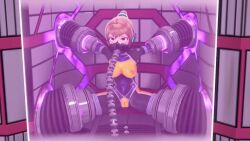  3d agent_mirai animated bodysuit brown_hair cameltoe corruption crossed_eyes empty_eyes eye_roll female_only femsub gas_mask glowing headphones mirai_(agent_mirai) pink_eyes ponytail restrained rubber see-through solo spread_legs stasis_tank tech_control tubes umaaji_lady_mk2 video video_game 