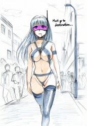 ai_art antenna dazed drool empty_eyes english_text expressionless femsub harness hellsing002_(generator) lingerie long_hair outdoors tech_control thigh_gap visor