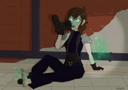  dirty_feet final_fantasy final_fantasy_vii foot_focus glasses glowing_eyes green_eyes original rosera smell transgender_identity 