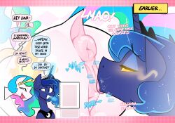 amnesia animal_ears animals_only anus averysweatyboy crown cunnilingus female_only femdom femsub furry glowing_eyes horns incest magic my_little_pony princess_celestia princess_luna pussy pussy_juice sisters tail text tongue_out unaware yuri