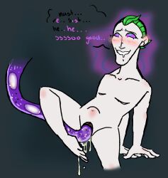  dc_comics eggs eye_roll genderswap resisting spiral_eyes stomach_bulge tentacle_sex tentacles text the_joker 