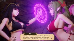 black_hair dialogue dochaunt femdom femsub fire_emblem fire_emblem_awakening green_hair long_hair magic nintendo tagme text tharja tiki_(fire_emblem)