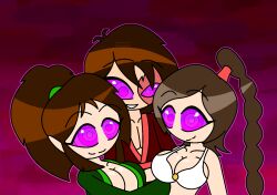 aged_up ahoge ambiguous_pov avatar_the_last_airbender bare_shoulders bikini braid brown_hair cleavage collarbone eyebrows_visible_through_hair femsub happy_trance harem hug hypnoscream jin kimono large_breasts looking_at_viewer malesub open_clothes pink_eyes ponytail ring_eyes scar shiny_hair shiny_skin short_hair simple_background smile sub_on_sub ty_lee zuko