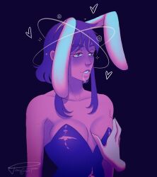  breast_grab breasts bunny_ears bunny_girl dazed drool femsub heart phantom_hand pomegranet unfocused_eyes 