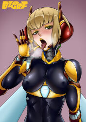 ahegao blonde_hair bzurrrf character_request female_only femsub green_eyes hypnovember short_hair tongue tongue_out