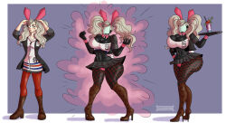  ann_takamaki ass ass_expansion before_and_after bimbofication blonde_hair boots bow_tie breast_expansion breasts bunny_ears bunny_girl cleavage corruption cuffs drone dronification fake_animal_ears fake_tail femsub fishnets hand_on_hip high_heels huge_ass jacket knee-high_boots large_breasts lassnirra leggings long_hair mask navel panties pantyhose persona_(series) persona_5 short_skirt signature simple_background skirt transformation tray tube_top twintails waitress 