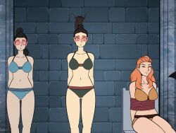 aloy_(horizon_zero_dawn) animated_gif black_hair headphones horizon_zero_dawn katsiika orange_hair pink_eyes ponytail saluting seyka smile spiral_eyes talanah