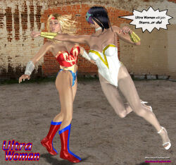  3d alien belt black_hair blonde_hair boots bracers breasts choker cleavage closed_eyes dc_comics dialogue exposed_chest expressionless female_only femsub headband high_heels ladytania large_breasts leotard long_hair multiple_girls multiple_subs nail_polish original pantyhose parasite signature speech_bubble starro super_hero text ultra_woman white_venus 