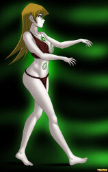 absurdres alexis_rhodes barefoot brown_hair discolored_nipples empty_eyes expressionless femsub green_eyes hypnotic_accessory long_hair magic maledom open_mouth tenzen white_skin yu-gi-oh! yu-gi-oh!_gx zombie zombie_walk