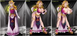 before_and_after blonde_hair breast_expansion breasts chains comic corruption crown cum cum_on_body cum_on_breasts cum_on_face earrings elf_ears femsub futanari futasub gloves high_heels huge_breasts huge_cock jewelry long_hair necklace nintendo nipple_piercing ocarina_of_time open_mouth opera_gloves penis piercing princess princess_zelda sandals shadman tattoo the_legend_of_zelda tongue tongue_out uncircumcised wounds