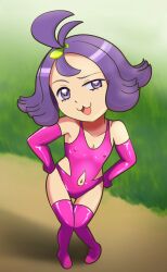  acerola_(pokemon) asatuyu happy_trance heart_eyes leotard loli nintendo pokemon purple_hair swimsuit 