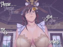animated animated_eyes_only animated_gif bra breasts brown_hair cleavage collarbone danni68_(manipper) maid manip original sei_shoujo short_hair spiral_eyes symbol_in_eyes text