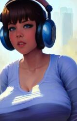  ai_art cleavage empty_eyes expressionless female_only femsub headphones large_breasts stable_diffusion_(ai) tech_control unaware zephyrfan_(generator) 