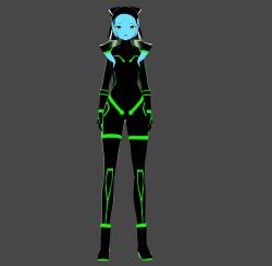 3d alien alien_girl ben_10 blue_skin bodysuit character_request crossover empty_eyes expressionless female_only femsub glowing green_eyes grey_background mask shoulder_pads simple_background solo standing standing_at_attention star_wars symbiote symbioticjoako tech_control upgrade_(ben_10)