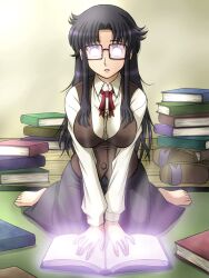  aliensdideverything_(manipper) animated animated_eyes_only animated_gif black_hair breasts dazed female_only femsub glasses glowing glowing_eyes large_breasts manip open_mouth read_or_die school_uniform tie very_long_hair whitewash_eyes yomiko_readman 