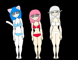  animal_ears animated animated_gif barefoot bikini blue_hair breasts cat_girl dazed elf_ears feet femsub happy_trance hypnobishoujoland hypnoquestionmark large_breasts long_hair original pink_hair spiral_eyes standing standing_at_attention symbol_in_eyes western white_hair 