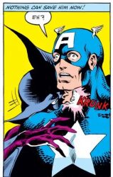  baron_blood bodysuit border captain_america empty_eyes english_text expressionless male_only maledom malesub marvel_comics mask multiple_boys official open_mouth shrunken_irises speech_bubble super_hero text unfocused_eyes vampire 