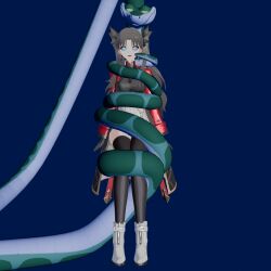  alternate_costume ambiguous_pov androgynous_sub black_hair blue_background breasts clothed coils costume crossover disney earrings fate/stay_night fate_(series) femsub gloves hanging_down honkai_star_rail hypnotic_eyes kaa kaa_eyes long_hair looking_at_viewer maledom nerdboijesus pov pov_sub restrained rin_tohsaka shoes simple_background smile snake the_jungle_book 