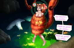  alien barefoot breasts coils collarbone dairydrop dialogue feet female_only femsub glasses good_sub_conditioning green_eyes hair_ornament heavy_eyelids hypnotic_tentacle long_hair nintendo nipples open_mouth outdoors pokemon pokemon_sword_and_shield restrained side_ponytail smile sonia_(pokemon) speech_bubble spiral tentacles text tongue tongue_out topless 