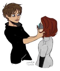 disney elastigirl evelyn_deavor expressionless female_only femdom femsub glowing glowing_eyes goggles helen_parr hypnotic_accessory mask spoilers standing standing_at_attention super_hero tech_control tenebrispumatan the_incredibles western