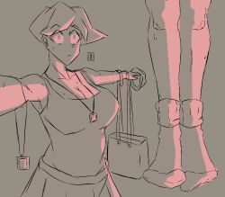  expressionless feet foot_focus hat human_furniture knees_together legs monochrome necklace original seppakuro shrunken_irises simple_background sketch skirt socks standing statue sweat time_stop vest 