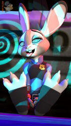  3d animal_ears buck_teeth bunny_girl eyelashes feet foot_focus footfellow furry happy_trance judy_hopps non-human_feet open_mouth policewoman sitting smile spiral_eyes tongue_out watermark zootopia 