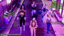 3d black_hair blonde_hair brown_hair bunny_ears bunny_girl camie_utsushimi dialogue english_text female_only femdom femsub hypnotic_light hypnovember koikatsu! kyoka_jiro liz_b mantra mass_hypnosis momo_yaoyorozu my_hero_academia ochaco_uraraka purple_hair rumi_usagiyama super_hero tan_skin text white_hair whitewash_eyes yu_takeyama zombie_walk