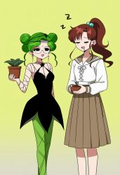 ai_art corruption cx9000_(generator) drool humor plant sailor_jupiter sailor_moon_(series) sleeping tellu_(sailor_moon)