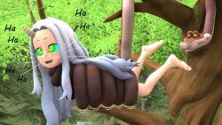  3d barefoot blush crossover disney english_text eri_(my_hero_academia) feet femsub hanging_down happy_trance kaa kaa_eyes laughing licking loli long_hair maledom my_hero_academia nikita1905 outdoors smile snake text the_jungle_book tickling tongue tongue_out trees white_hair 