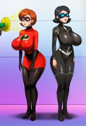 absurdres beautiful_gorgeous black_hair bodysuit breasts brown_hair dazed elastigirl erect_nipples erect_nipples_under_clothes expressionless eye_mask female_only femsub gloves goggles helen_parr hypno_beam hypnotic_beam jimmy_neutron_(series) large_breasts leaning_forward mask milf mole multiple_girls multiple_subs open_mouth opera_gloves shinzu short_hair slouching spiral_eyes standing standing_at_attention super_hero symbol_in_eyes tech_control the_incredibles western 