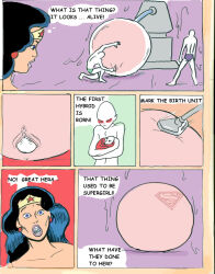 alien baby birthing comic dc_comics femsub pregnant pussy super_hero supergirl superman_(series) text tikkimin transformation western wonder_woman