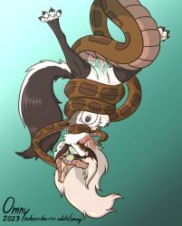  coils cum cum_in_pussy femsub furry helluva_boss hypnotic_eyes kaa kaa_eyes loona_(helluva_boss) omny87 silver_hair smile snake_penis tongue_out wolf_girl 