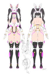 absurdres alternate_hairstyle ass black_hair bunny_ears cigarcat collar fake_animal_ears female_only femsub happy_trance helmet large_breasts long_hair multiple_views signature sketch smile solo spiral_eyes spy_x_family standing tech_control thighhighs twintails visor yor_briar